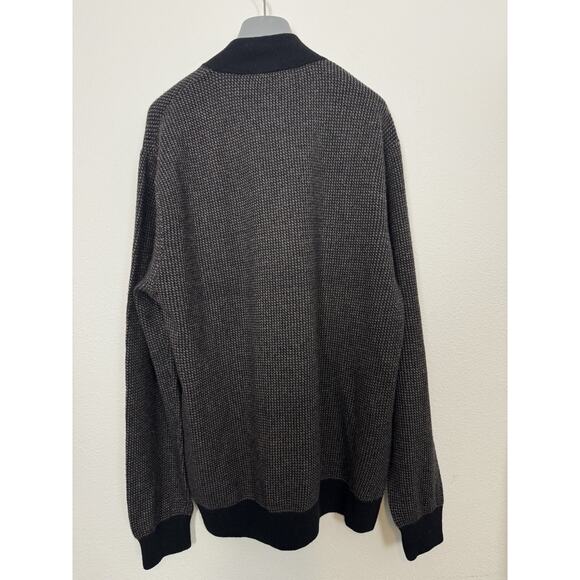 Raffi Cashmere Wool Sweater Men’s Large 52 1/4 Zip Waffle Knit Brown Black - Picture 3 of 9